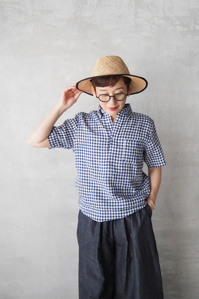 SOUTIENCOLギンガム半袖B.D.シャツ〈REMAKE POLO-H〉 - Daja